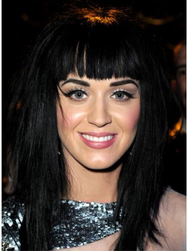 Lång Svart 17" Rakt Med Lugg Katy Perry Peruk