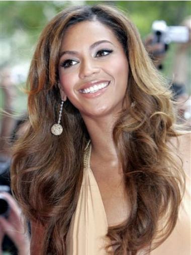 Lång Brun 18" Vågig Med Lugg Beyonce Peruk