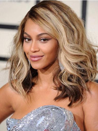 Medellånga Vågig Lace Front Syntet 14" Blond Beyonce Peruk