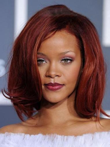 Utan Lugg Medellånga Rakt Capless 12" Syntet Rihanna Peruk