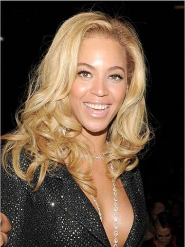Utan Lugg Medellånga Vågig Lace Front 14" Brasilianskt Hår Beyonce Peruk