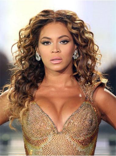 20" Brun Brasilianskt Hår Lång Lockig Utan Lugg Beyonce Peruk