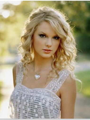 Lockig Syntet 18" Blond Lång Capless Taylor Swift Peruk