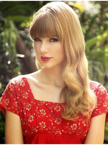 Lång Blond 18" Vågig Med Lugg Taylor Swift Peruk